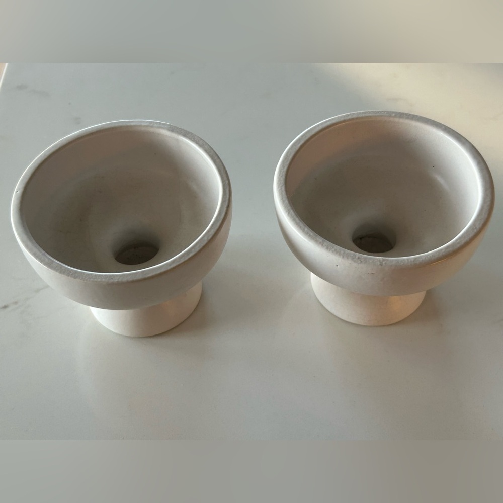 Vintage Set of Two Beauce Quebec Ceramic Candleholders